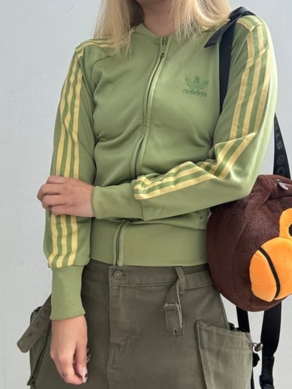 Rare Matcha Green Adidas Originals Track Jacket 🧋 Slim Fit Mock Neck Full Zip